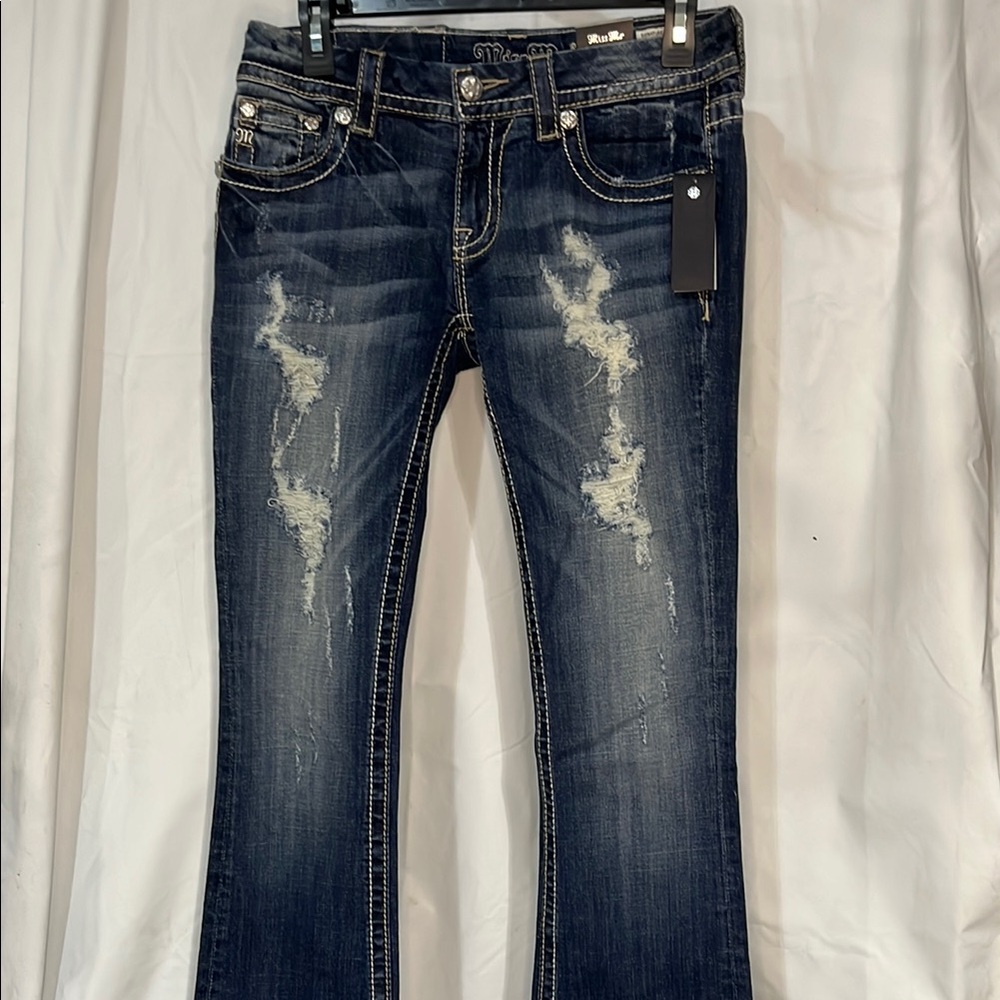 Miss Me Dark Blue Distressed Boot Cut Jeans